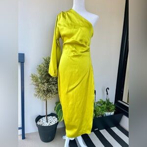 Zara Yellow One-Shoulder Midi Dress